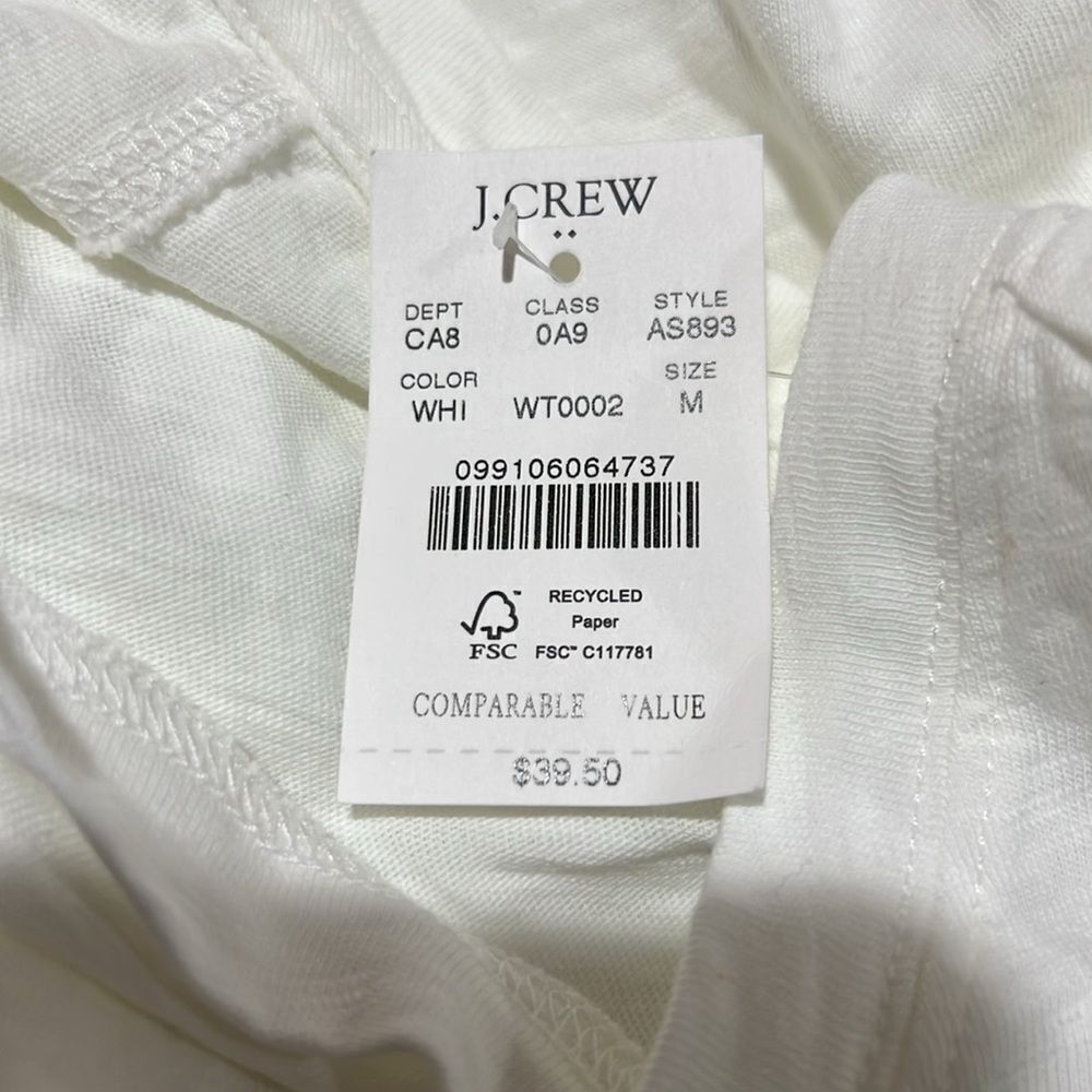 J. Crew Factory as893 white Long-sleeve Crewneck Girlfriend Tee For Women NWT - Picture 7 of 10